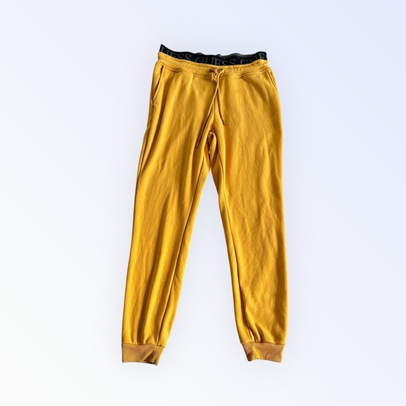 Guess Yellow Fleece Jogger Sweatpants – Size S, Elastic Waistband - Picture 1 of 9